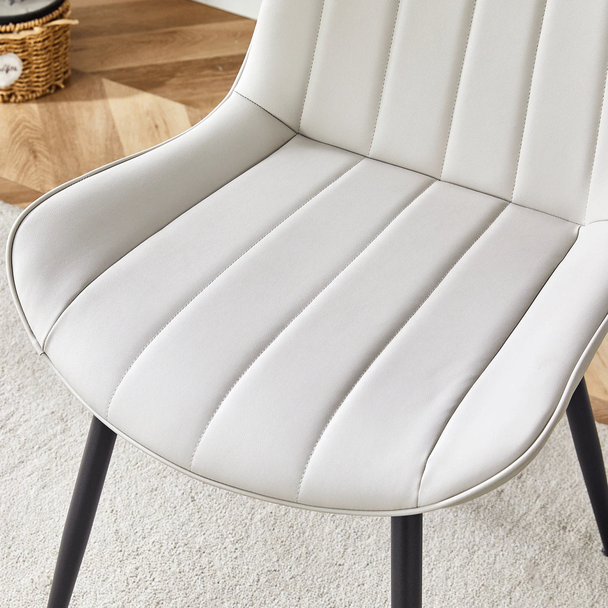 Dining Chairs Set Modern Upholstered PU Leather Gray - Furniture Home Direct