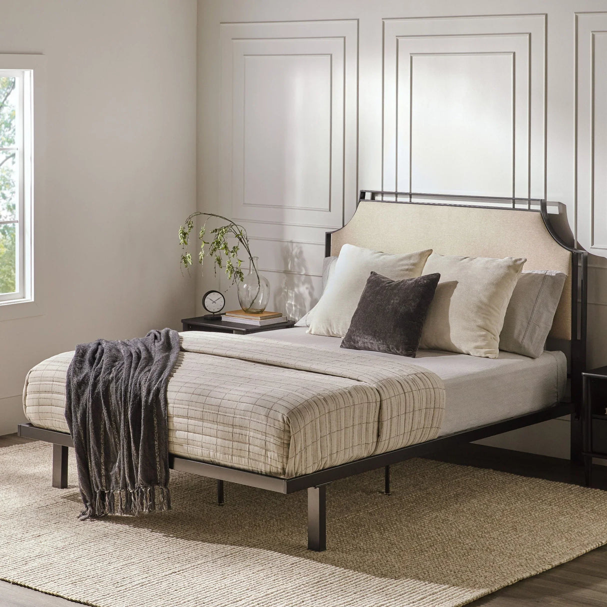 Bed Traditional Upholstered Metal - Furniture Home Direct