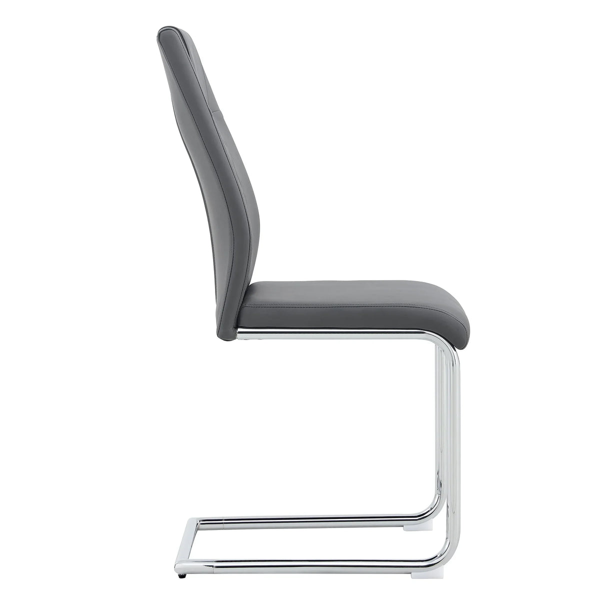 Dining Chairs Modern Faux Leather With Chrome Legs Gray - Furniture Home Direct