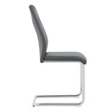 Dining Chairs Modern Faux Leather With Chrome Legs Gray - Furniture Home Direct