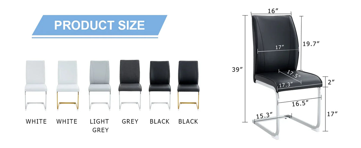 Dining Chairs Set Modern PU Leather Chrome Base Black - Furniture Home Direct