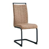 Dining Chairs Upholstered Modern Cantilever Steel Brown - Furniture Home Direct
