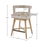 Contemporary Design Swivel Counter Stool With Low Back Support Polyester And Solid Wood - Cream - Furniture Home Direct