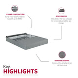 California King Bed Foundation Foldable Steel Grey - Furniture Home Direct