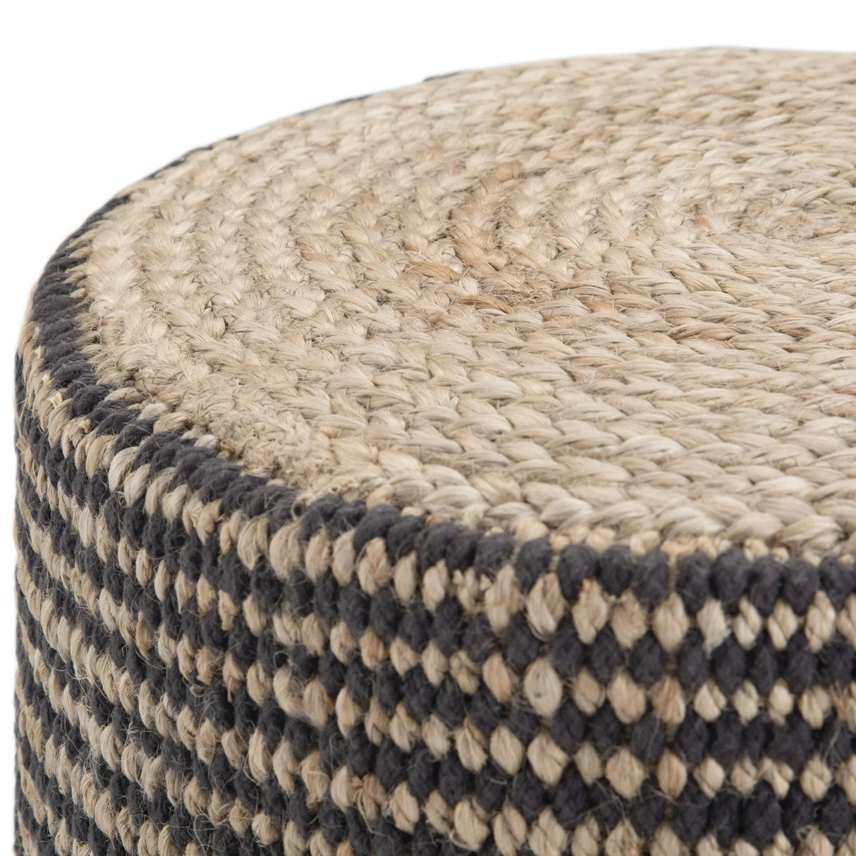 Larissa - Handcrafted Round Braided Pouf - Furniture Home Direct