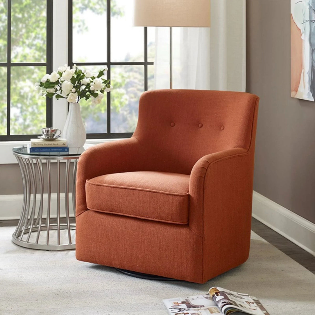 Adele - Swivel Chair With Button Tufted Back - Furniture Home Direct