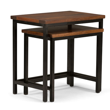 Skyler - 2 Piece Nesting End Table - Dark Cognac Brown - Furniture Home Direct