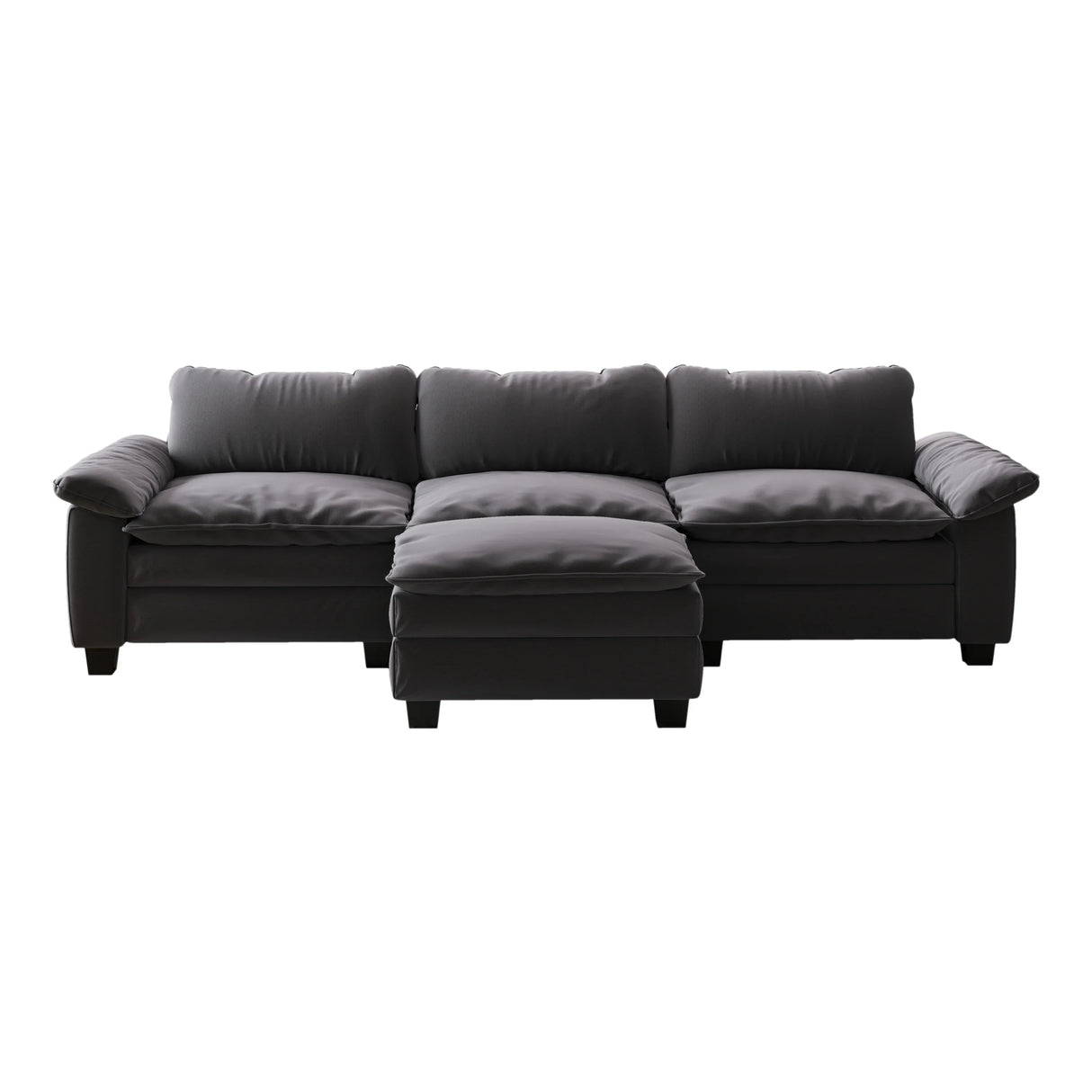 Sectional Sofa with Chaise Velvet Upholstery Premium Grey - Furniture Home Direct