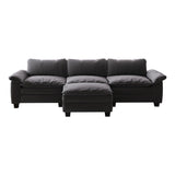 Sectional Sofa with Chaise Velvet Upholstery Premium Grey - Furniture Home Direct
