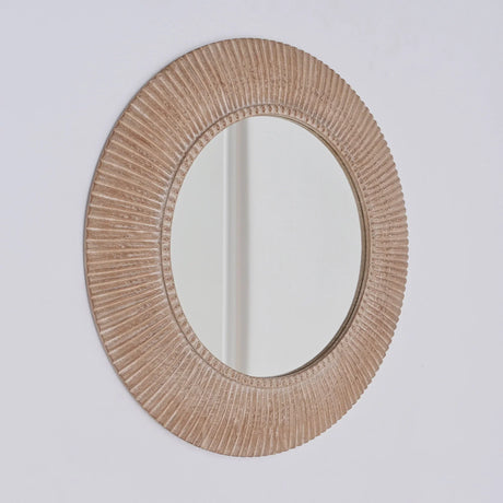Handcarved Decorative Hanging Wall Mirror - Antique Brown / White - Furniture Home Direct