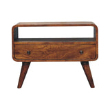 Mini Curved Media Unit - Chestnut - Furniture Home Direct