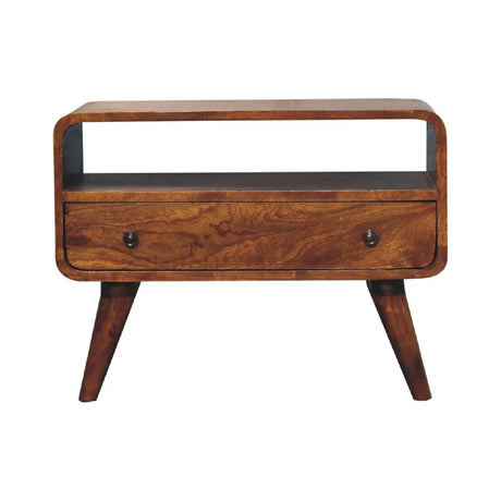 Mini Curved Media Unit - Chestnut - Furniture Home Direct