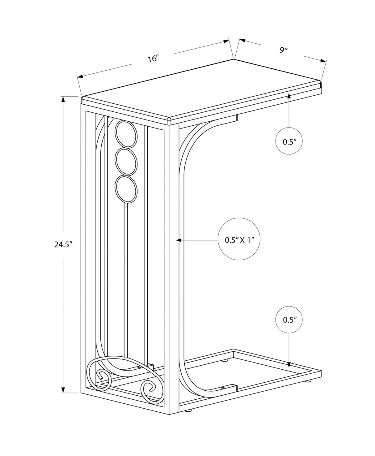 Elegant Accent Table, C - Shaped, Transitional - Furniture Home Direct
