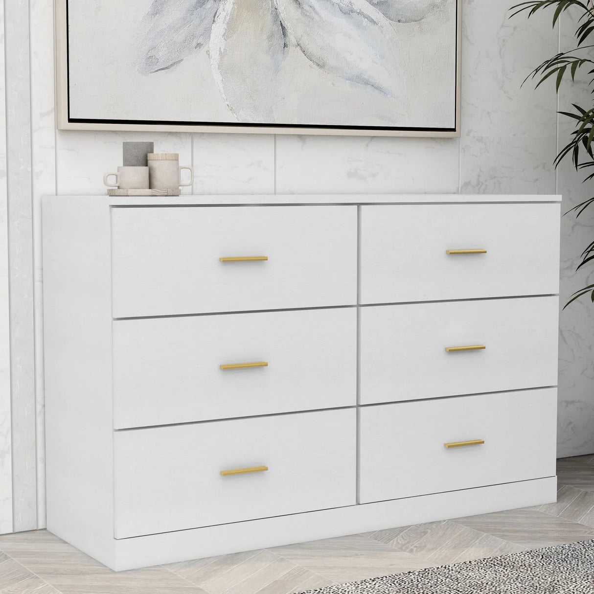 Modern Drawer Dresser For Bedroom, Ample Storage Wide Chest Of Drawers - Furniture Home Direct