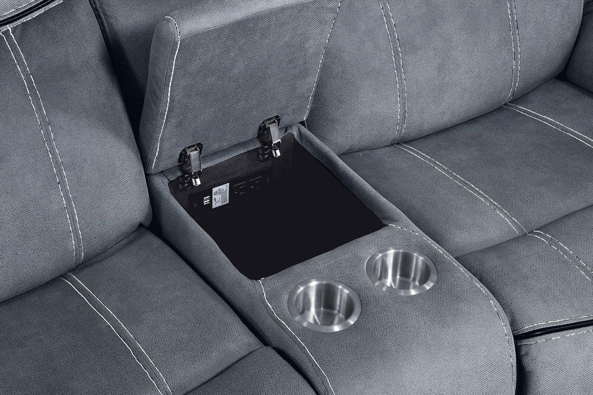 Zubaida - Two Tone Velvet Recliner Loveseat With USB Port Console - Furniture Home Direct