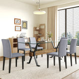 Dining Set With Glass Table And Upholstered Chairs Gray - Furniture Home Direct