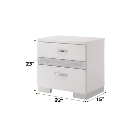 Naima II - High Gloss Nightstand - White - Furniture Home Direct