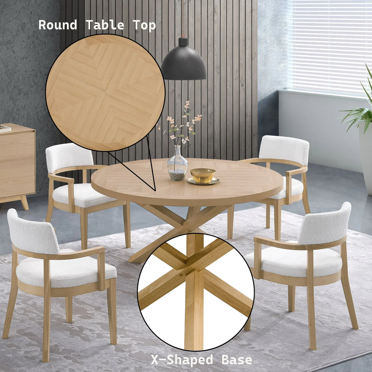 Kasem - Round Table With Matching Chair Dining Room Set - Furniture Home Direct