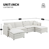 Sectional Sofa Chenille L Shaped Living Room Comfort Cream - Furniture Home Direct