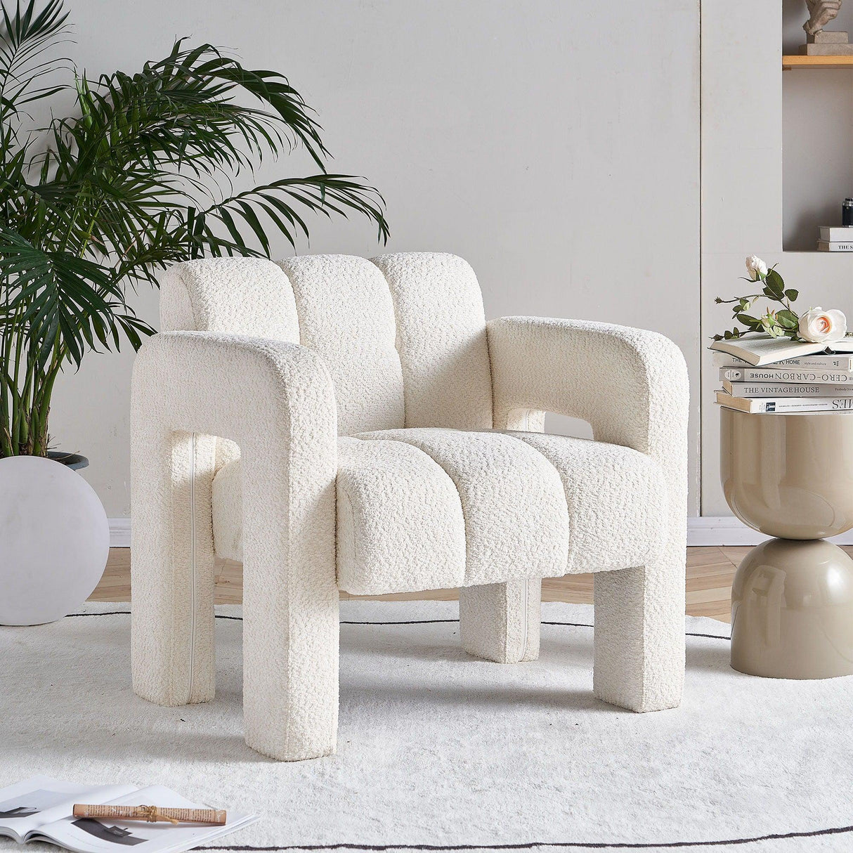31.10" Boucle Upholstered Accent Chair - Furniture Home Direct
