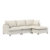Sectional Sofa With Ottoman Cloud Couch Set With Throw Pillows, Free Combination - Furniture Home Direct