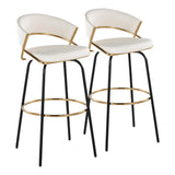 Jie - Fixed Height Contemporary Barstool With Swivel Round Footrest (Set of 2) - Furniture Home Direct