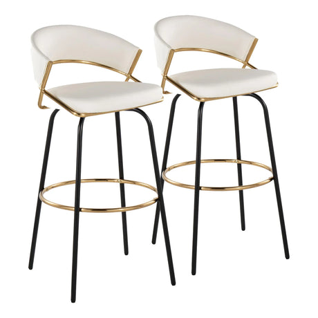 Jie - Fixed Height Contemporary Barstool With Swivel Round Footrest (Set of 2) - Furniture Home Direct