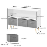 Kids Bookcase With Collapsible Fabric Drawers, Children's Book Display, Toy Storage Cabinet Organizer - White / Gray - Furniture Home Direct