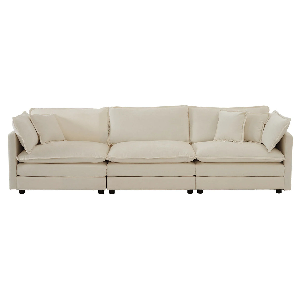 Extra Deep Seat 3 Piece Living Room Set with Sofa, Love Seat and Chair - Beige - Furniture Home Direct