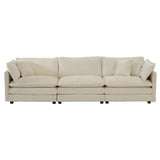 Extra Deep Seat 3 Piece Living Room Set with Sofa, Love Seat and Chair - Beige - Furniture Home Direct