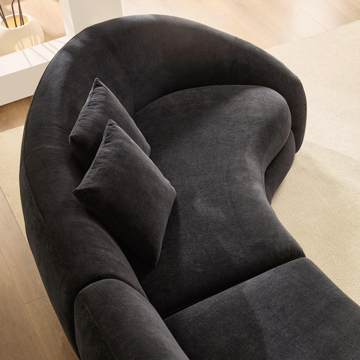 125.98' Modern Curved Sofa With Love Heart Design - Black - Furniture Home Direct