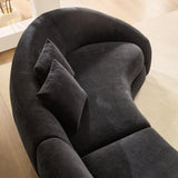 125.98' Modern Curved Sofa With Love Heart Design - Black - Furniture Home Direct