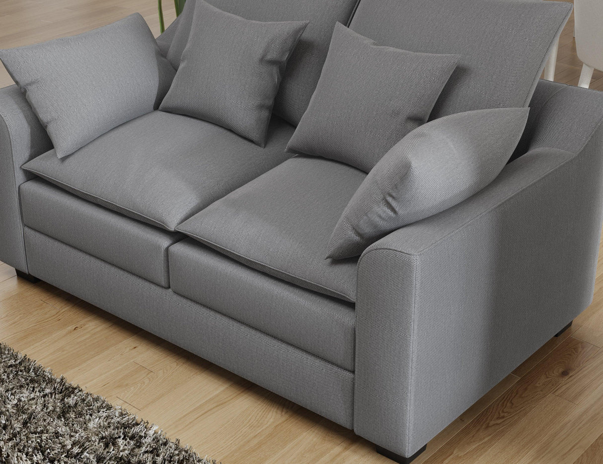 2 Piece Living Room Set Including Sofa and Love seat with Pillows - Grey - Furniture Home Direct