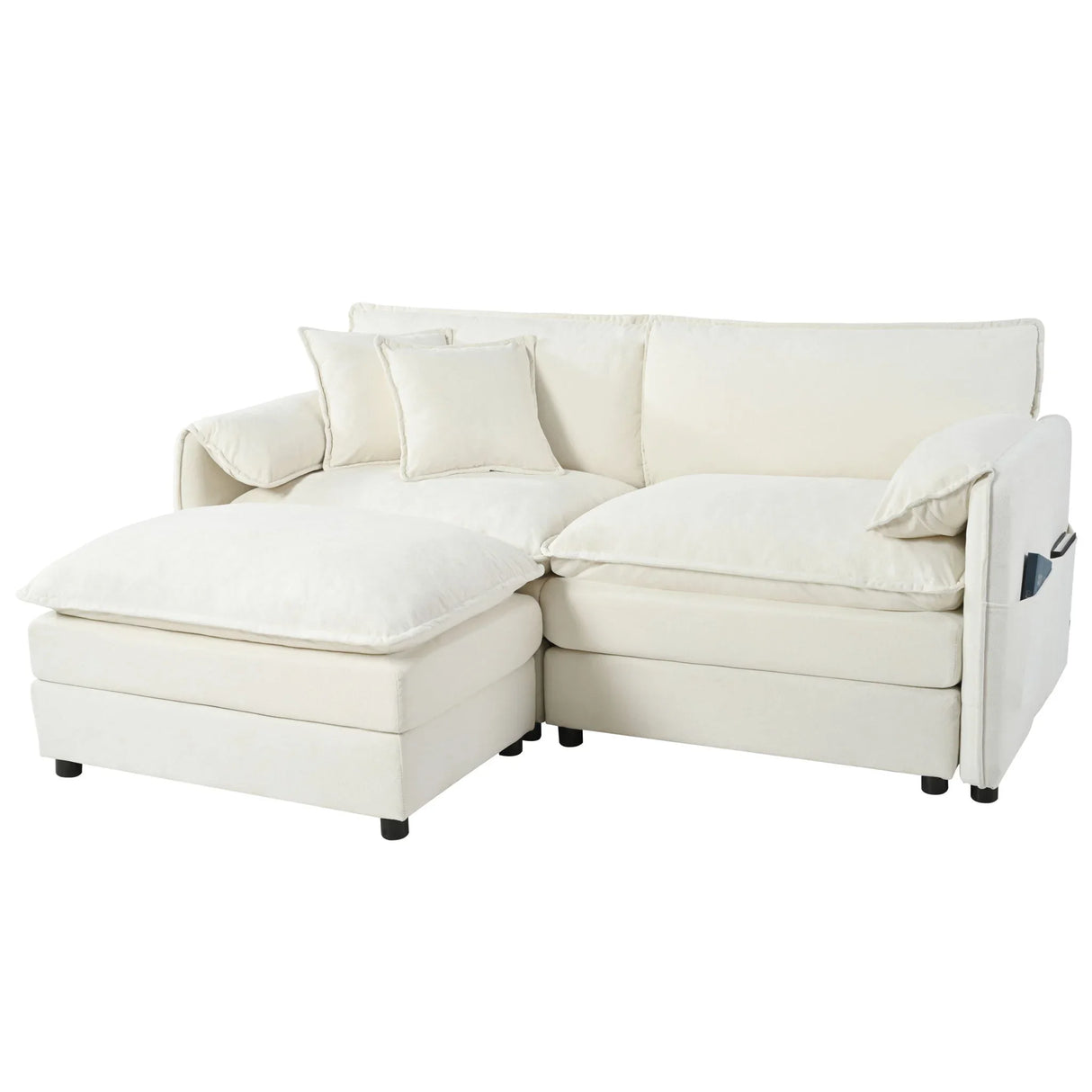 Modern Comfy Deep Seat Modular Sectional Sofa Cloud Couch With Ottoman - Furniture Home Direct