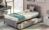 Platform Storage Bed Wood Bed Frame With Two Drawers And Headboard - Furniture Home Direct
