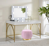 Vanity Desk High Gloss Gold Finish for Bedroom White - Furniture Home Direct