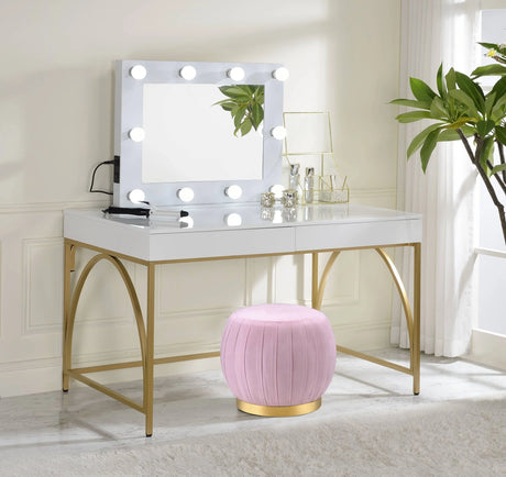 Vanity Desk High Gloss Gold Finish for Bedroom White - Furniture Home Direct