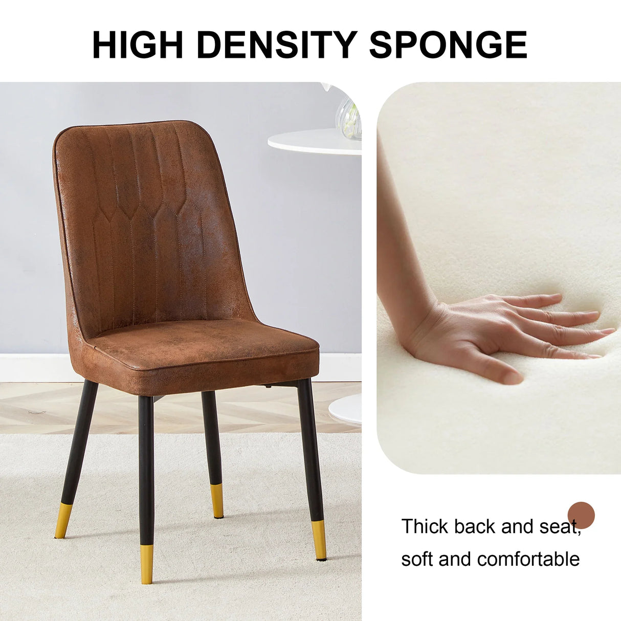 Set Of 8 Brown Faux Suede Velvet Dining Chair Set - Brown - Furniture Home Direct