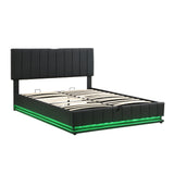 Upholstered Bed With Hydraulic Storage System And LED Light, With Sockets And USB Ports - Furniture Home Direct