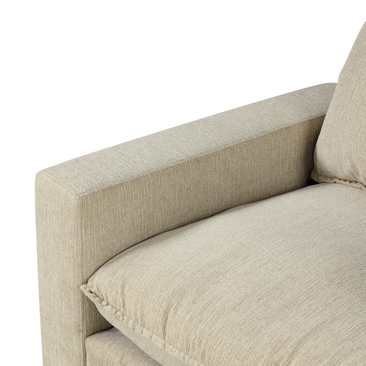 Cloud Sectional with Ottoman, Charging Ports and Three Back Pillows - Beige - Furniture Home Direct