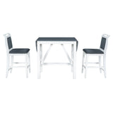 Dining Set Drop Leaf Counter Height With 2 Chairs White Gray - Furniture Home Direct
