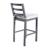 Outdoor Armless Aluminum Barstools With Cushion (Set of 2) - Pewter - Furniture Home Direct