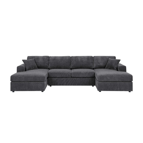 3 Piece Corduroy Double Chaise Sectional Sofa - Furniture Home Direct