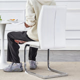 Dining Chairs Set Modern PU Upholstered Chrome White - Furniture Home Direct
