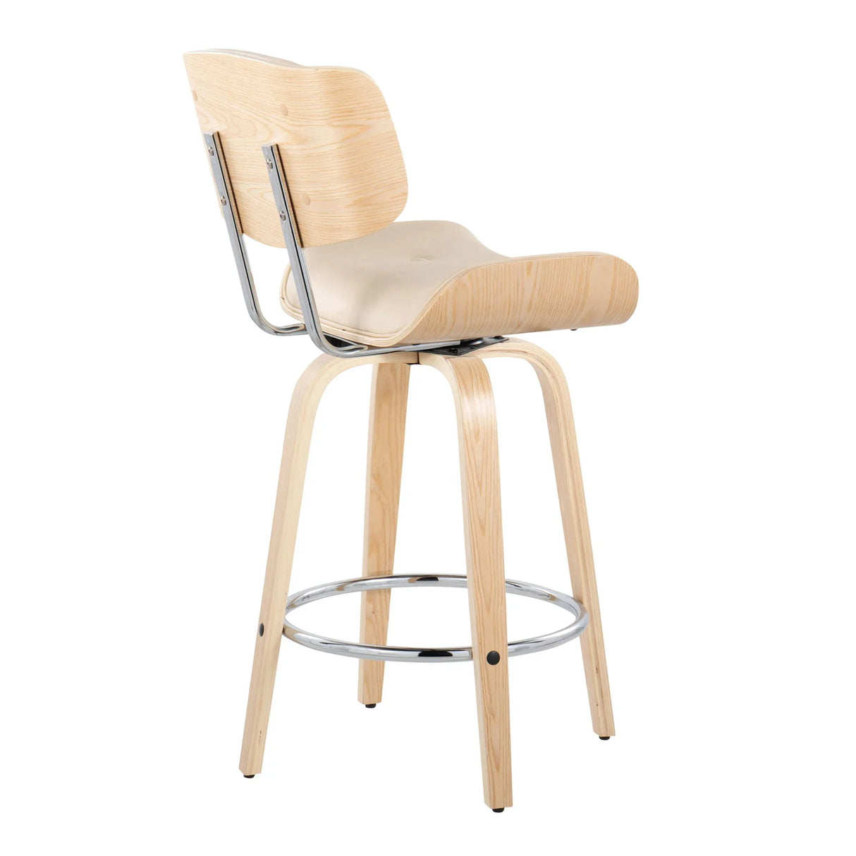 Lombardi - Mid Century Modern Fixed Height Counter Stool With Swivel With Round Footrest (Set of 2) - Furniture Home Direct