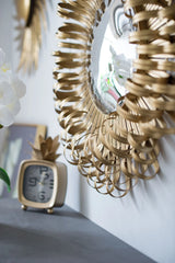 Sunburst Design Wall Mirror Decorative en For Entryway, Modern Living Room - Gold - Furniture Home Direct