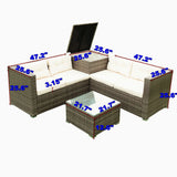 4 Piece Patio Sectional Wicker Rattan Outdoor Furniture Sofa Set With Storage Box - Furniture Home Direct