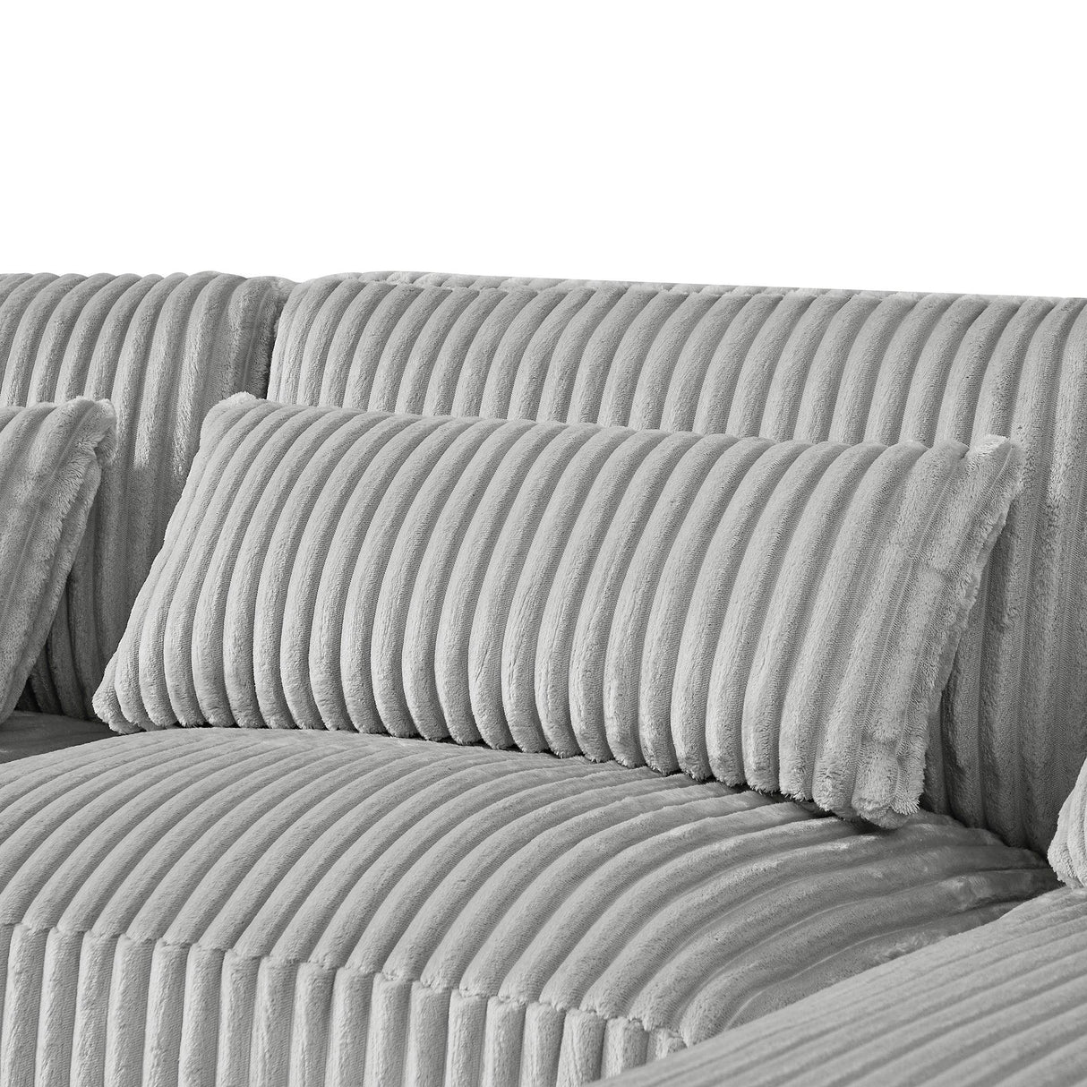Sectional Sofa Oversized U Shaped Corduroy Fabric Gray - Furniture Home Direct