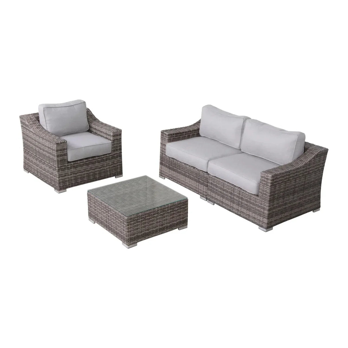 Outdoor Wicker Conversation Set With Cushions, All Weather - Furniture Home Direct