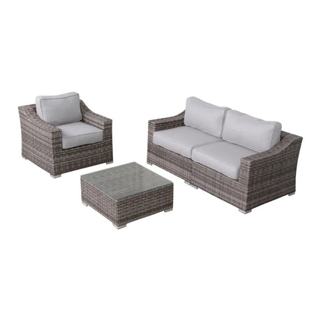 Outdoor Wicker Conversation Set With Cushions, All Weather - Furniture Home Direct